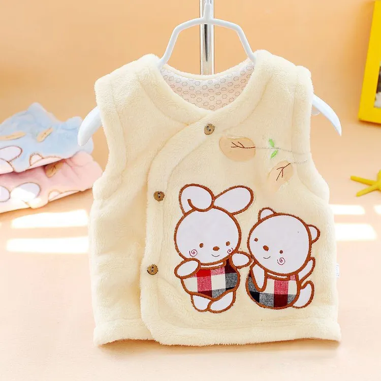 婴儿珊瑚绒马甲加绒外穿儿童新生儿马甲宝宝冬季加棉小背心坎肩