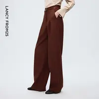 朗姿高腰直筒干练西裤通勤风率性雅致阔腿裤女2025年冬季新款