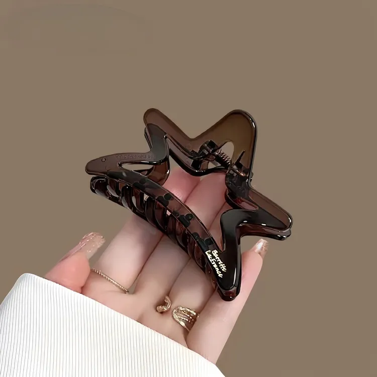 韩系设计星星抓夹女高级气质发卡百搭时尚后脑勺发夹中号鲨鱼夹