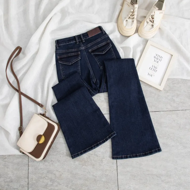 深色高级喇叭牛仔裤女2025秋冬新款辣妹纯欲百搭显瘦设计感拖地裤