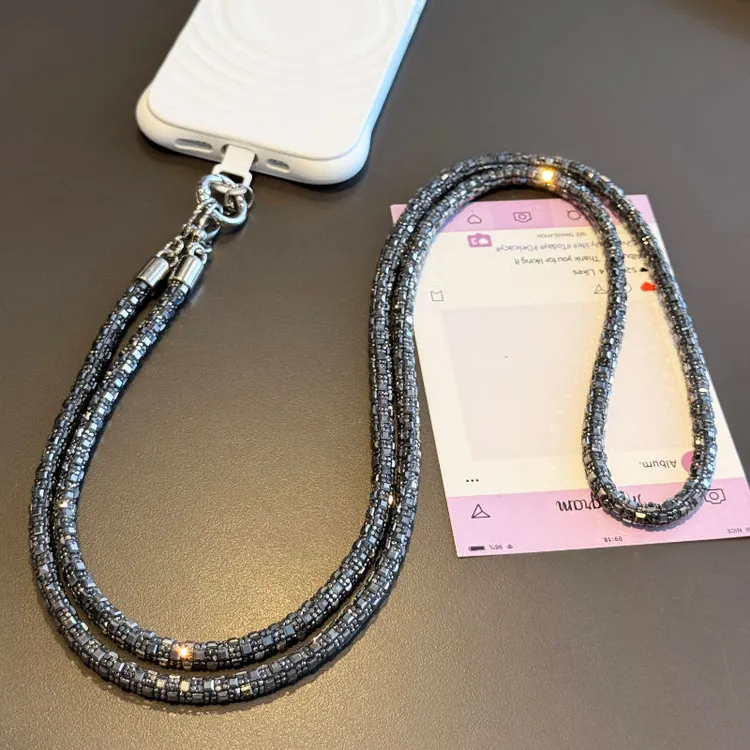 手机挂链高端满钻斜挎可背女水钻手绳奢华新款水晶钻链子长款结实