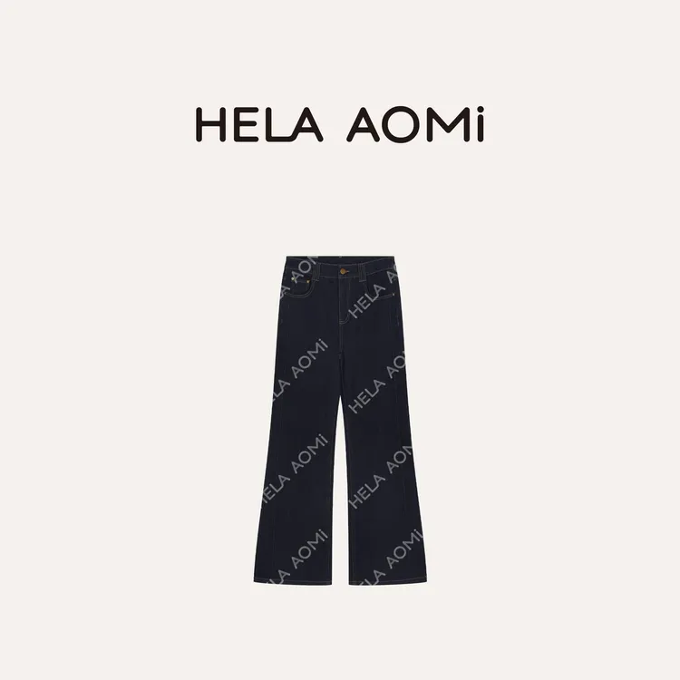 HELA AOMI “加绒不掉色牛仔”中腰微喇经典通勤风牛仔裤CY5CN62117