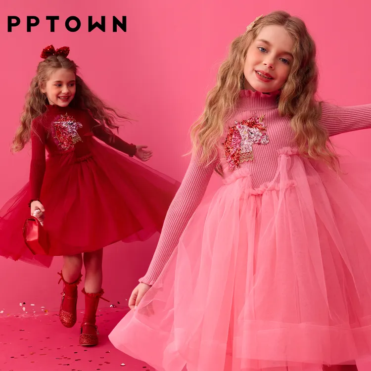 【爆品主推】中大童裙子女童连衣裙儿童秋冬季洋气巴巴小镇14386