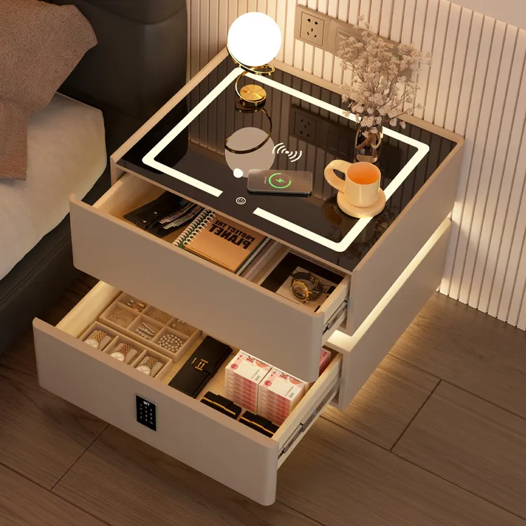 创意悬浮智能床头柜简约现代轻奢风高级感卧室带锁免安装床边柜