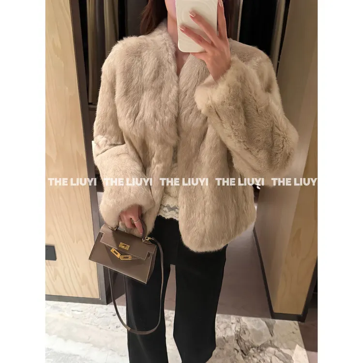 【LIUYI】千金兔～韩系气质风短款兔毛皮草外套51030B7
