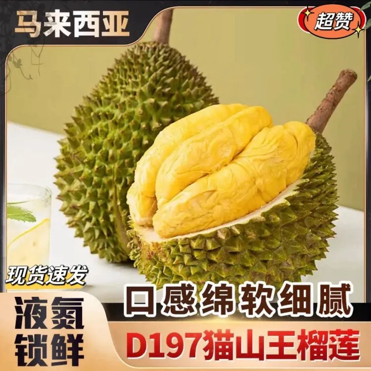正宗猫山王榴莲D197马来西亚进口液氮冷冻水果带壳整个顺丰包邮