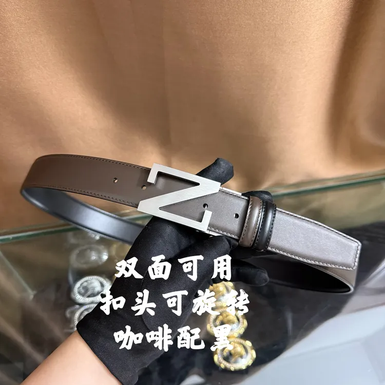 新款男士皮带百搭高档休闲Z字母牛皮腰带青中老年时尚商务年轻潮