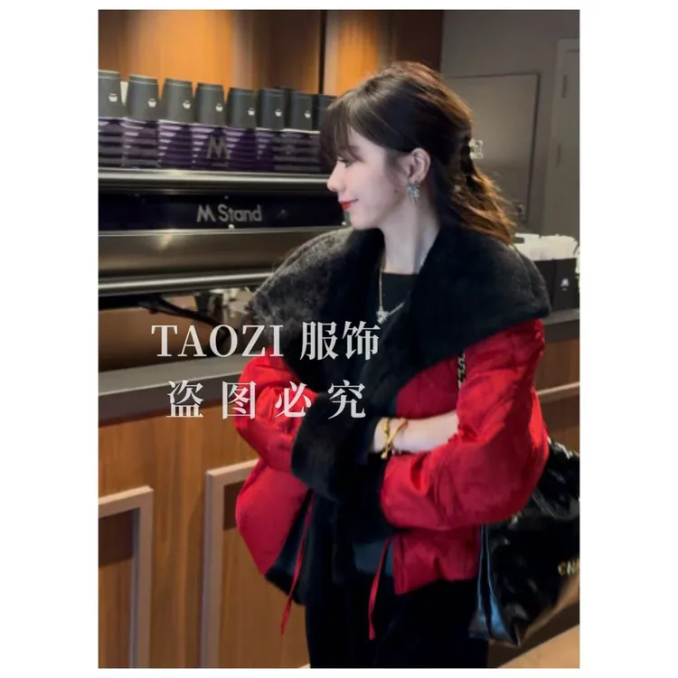 桃子自制 12111【红火好运】冬季新中式提花刺绣羽绒服外套