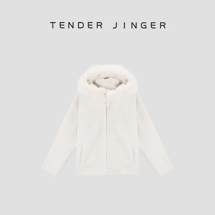 Tender Jinger｜软糯温柔感羊驼毛羊毛连帽外套T54HEI50213
