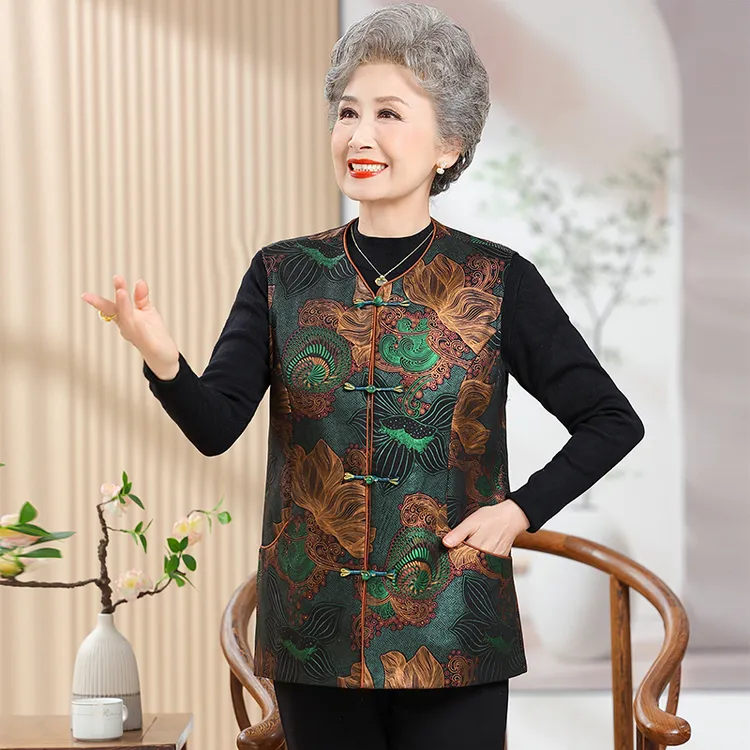 中老年妈妈国风高贵马甲新款奶奶新中式坎肩老人春秋款外套女外穿