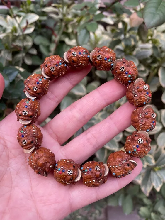 紫金鼠雕刻镶嵌七彩金蟾16+（14颗籽）