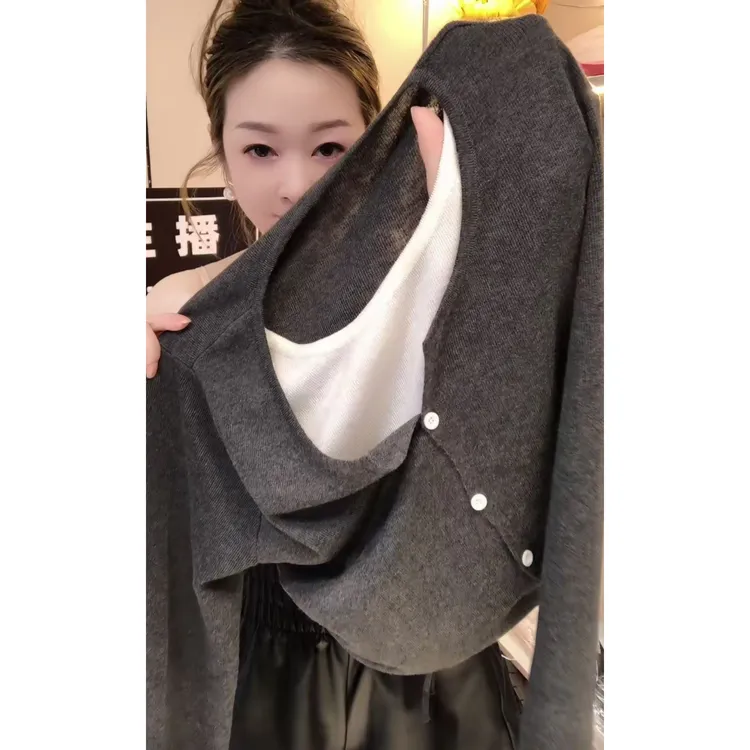 今年流行穿搭2025早秋新款轻熟职场风毛针织衫假两件百搭长袖上衣