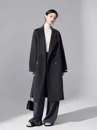【6811】纯色大衣时尚女装网红韩版显瘦百搭女设计师士双面秋冬毛呢