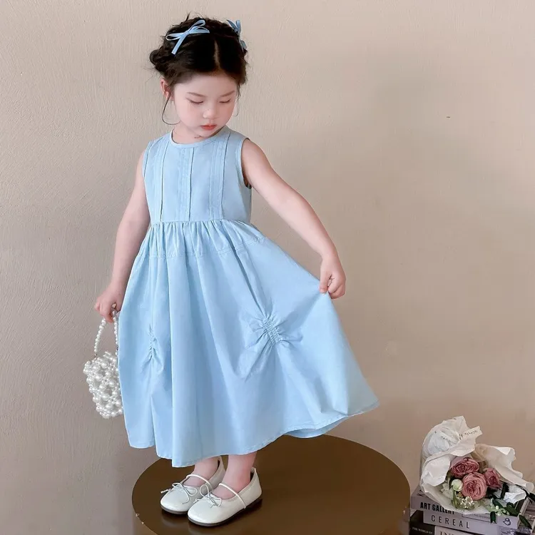 女童连衣裙夏季新款儿童无袖背心裙洋气宝宝韩版夏装公主裙子时髦