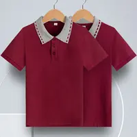 艾顿校服中小学生枣红色心型衣领短袖吸汗透气polo衫男女童校服
