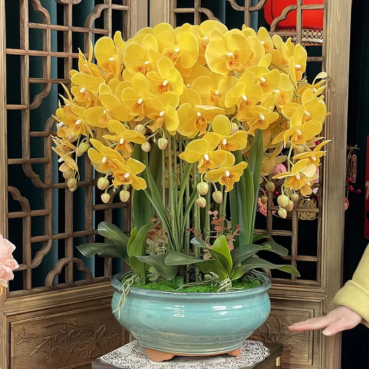 仿真蝴蝶兰花新家客厅装饰寓意粉色仿真花沙发边角几装饰假花摆件