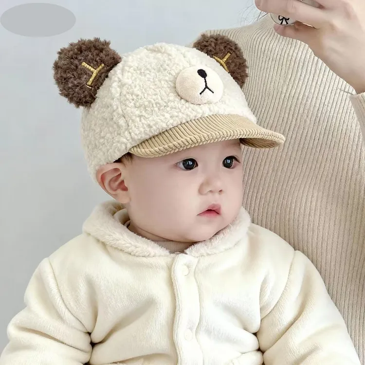 宝宝帽子秋冬保暖加厚防风鸭舌帽婴儿可爱超萌小月龄冬季软檐棒球