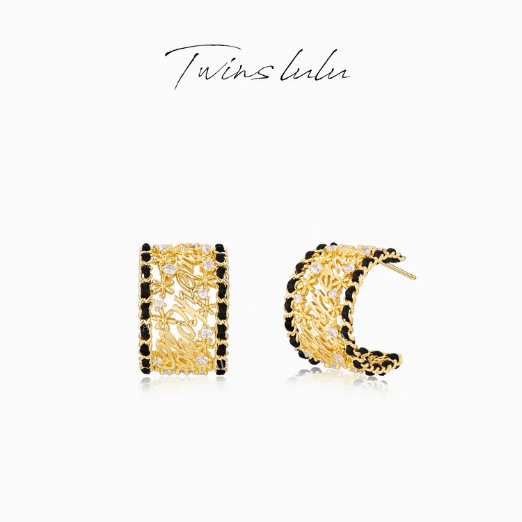 TWINS LULU 镀K金【花云织】轻奢高级感编织植物花卉耳环TSL2871