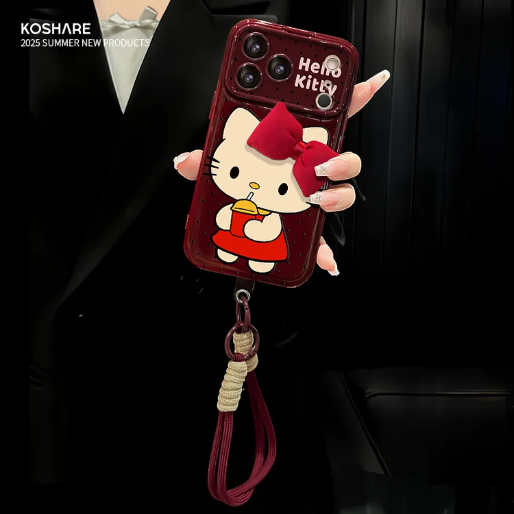 蝴蝶结KT适用苹果17华为vivo/oppo小米iPhone视窗翻盖镜子手机壳