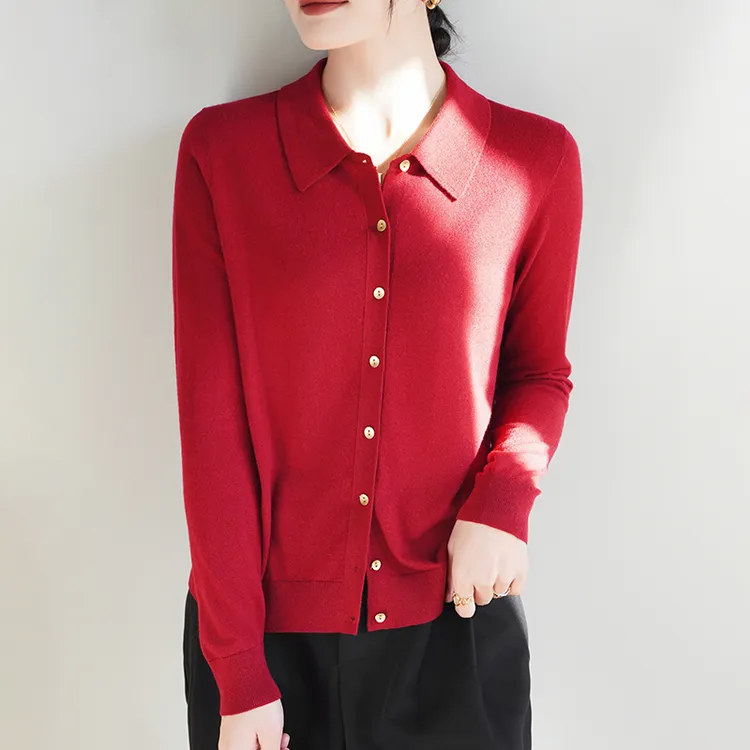 哥弟阿玛施正品25春季新款法式polo领长袖针织开衫女时尚减龄上衣