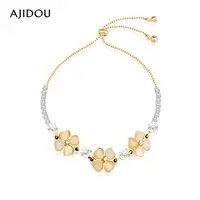 合金锆石手链 AJIDOU阿吉豆璀璨四叶草可调节手链【CS】