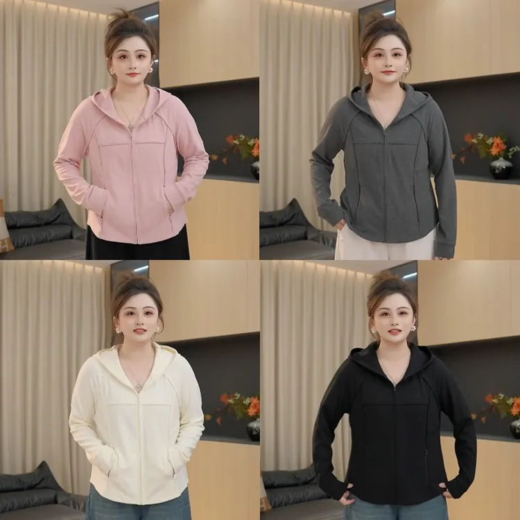 【胖佳佳】LU系鱼骨 休闲连帽外套秋季时尚显瘦上衣女H625T14103