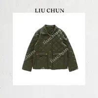 【翻领格纹金扣】CHUN家秋季百搭宽松排扣棉服外套