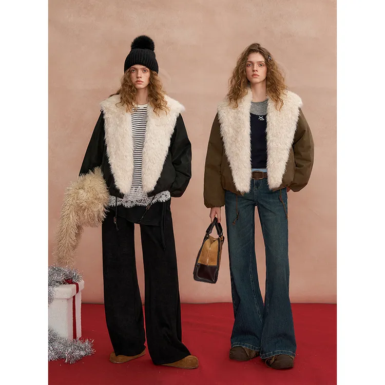 SOMESOWE大翻领花苞短款羽绒服