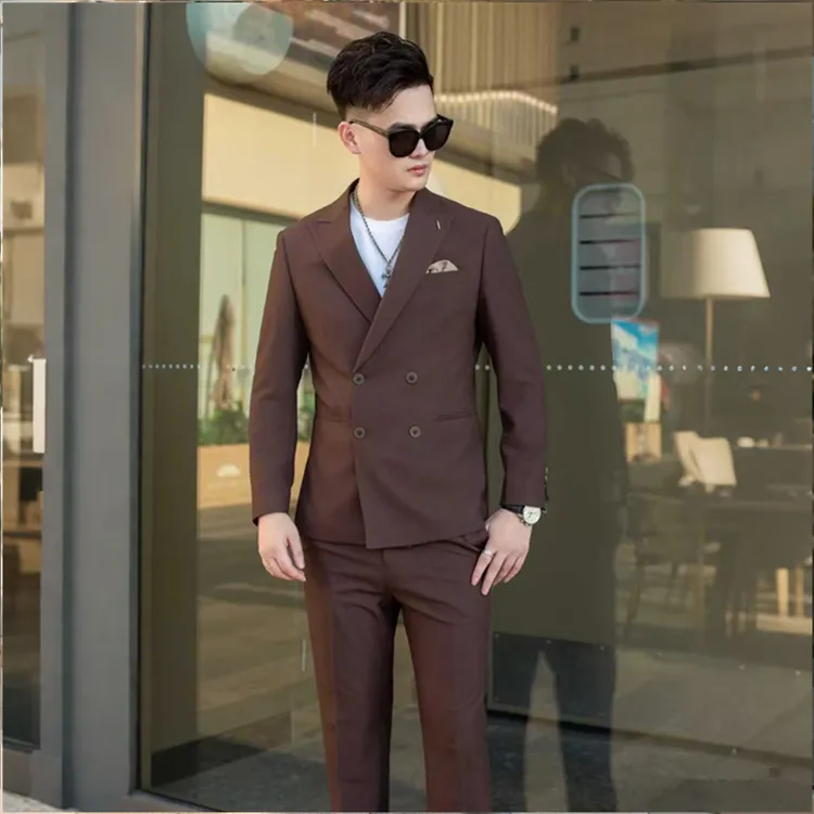 春秋新款男士西装韩版修身帅气青年新郎结婚礼服男装西服两件套潮