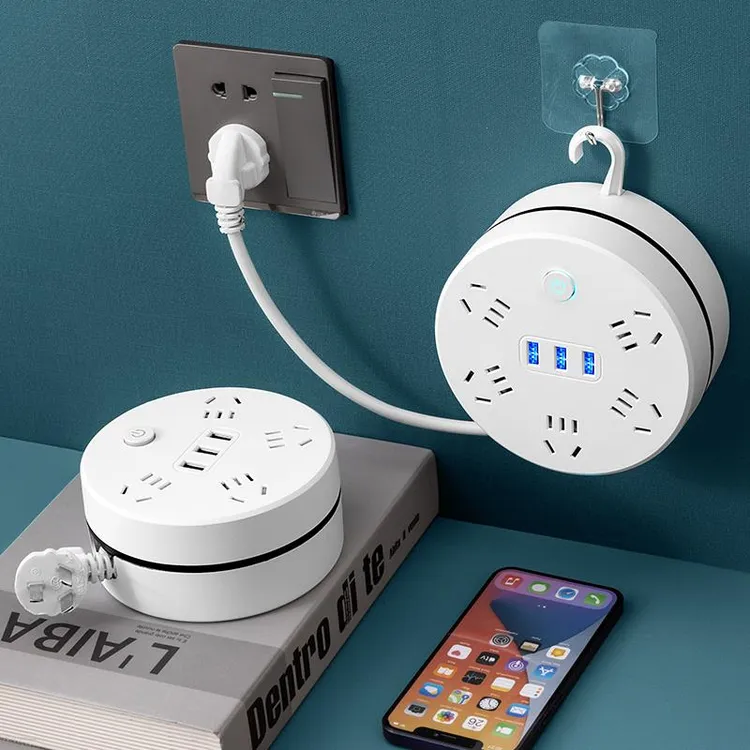 家用可收纳隐藏线电线插板带线多孔排插家用插座面板扦座多功能