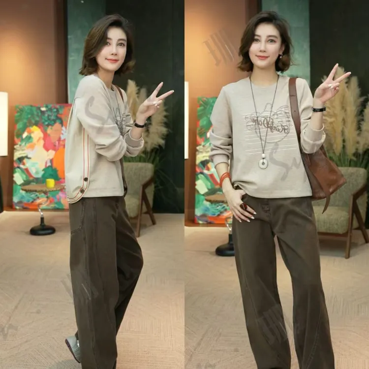 Syan【嘉柏俪】洋气时尚百搭简约小众高级刺绣轻奢贵气设计款卫衣