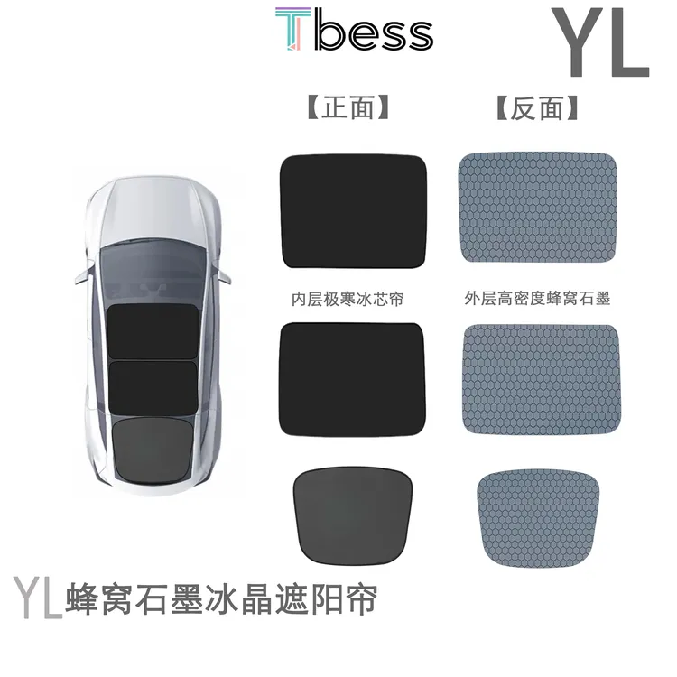【Tbess】适用于【焕新版特斯拉modelYL/Y/3】石墨烯天窗遮阳帘隔热