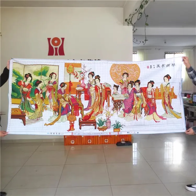 十字绣成品琴棋书画纯手工绣好的十二金钗美女大幅客厅装饰挂画