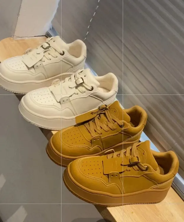 H-245-鞋子2025秋复古运动板鞋潮流百搭小白厚底QYF22589