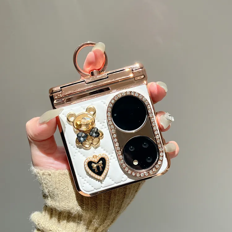 高档小香风小熊适用新华为pocket2手机壳防摔purax全包p50pockets