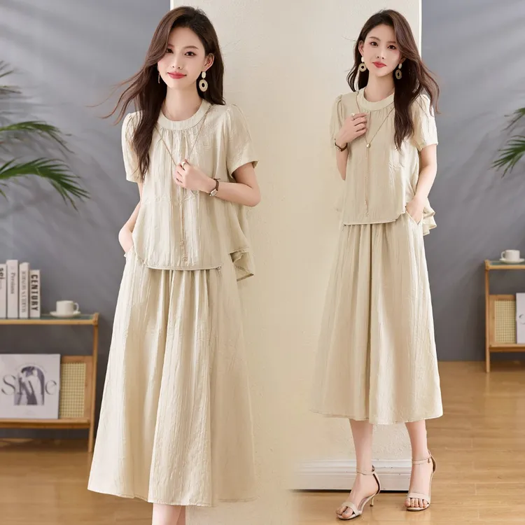 2025夏季新款女装胖mm大码绝美套装裙洋气减龄高级感半身裙两件套