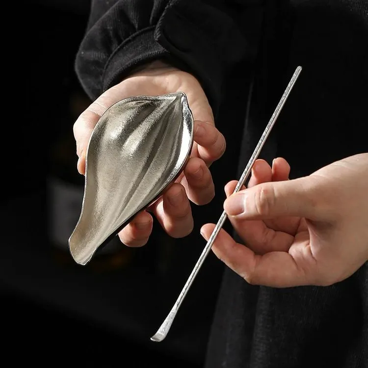 纯钛茶则茶拨两件套茶荷茶勺茶铲分茶器醒茶器茶道六君子茶具配件