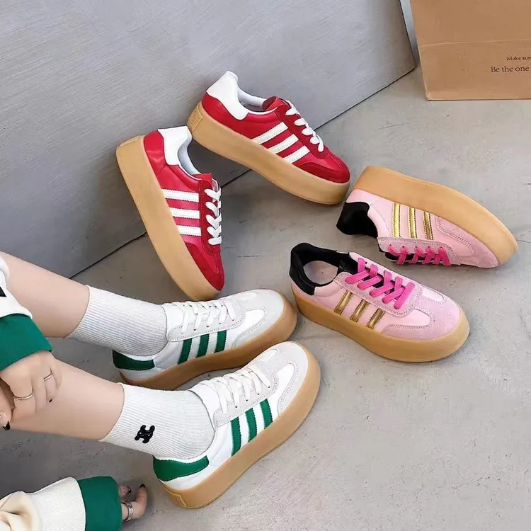 潮流软底耐磨美式防滑轻便休闲小白鞋2025年复古运动增高德训鞋子