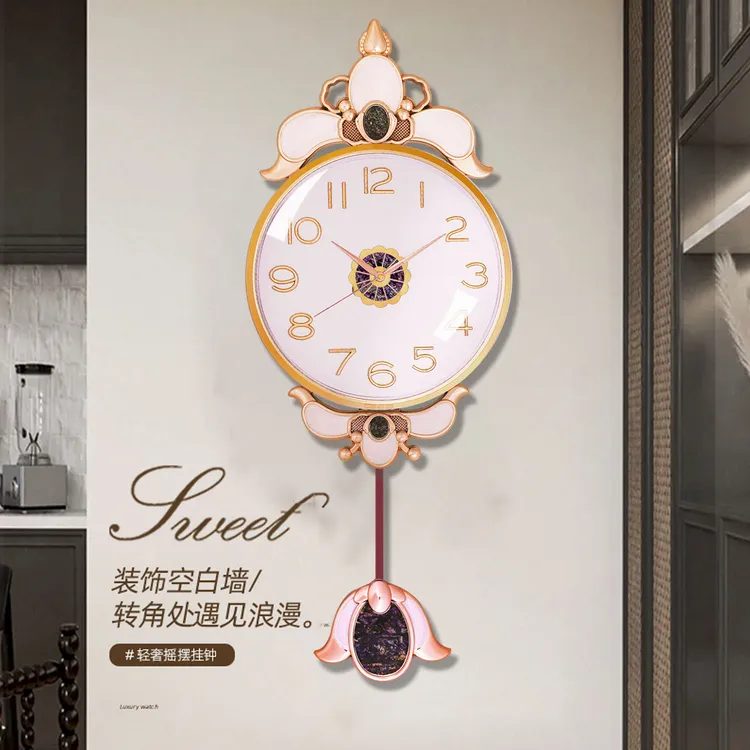 新款时尚欧式简约贝壳挂钟客厅卧室家用客厅创意大气壁钟卧室挂表