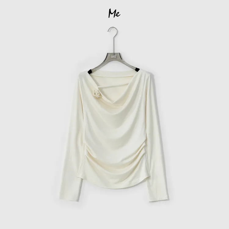 ME【美到失语】阿拉善山羊绒混纺立体玫瑰花时尚百搭上衣MESA5281