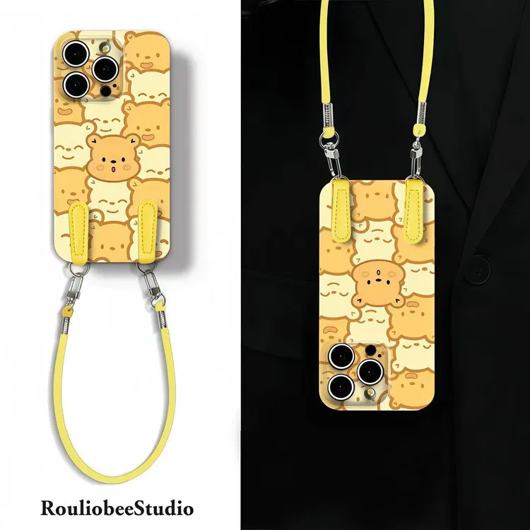 满屏维尼小熊挂绳适用苹果17/16promax手机壳华为vivo小米15oppo