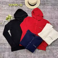D0705-33秋新款纯色连帽螺纹针织衫女长袖韩版宽松显瘦字母上衣