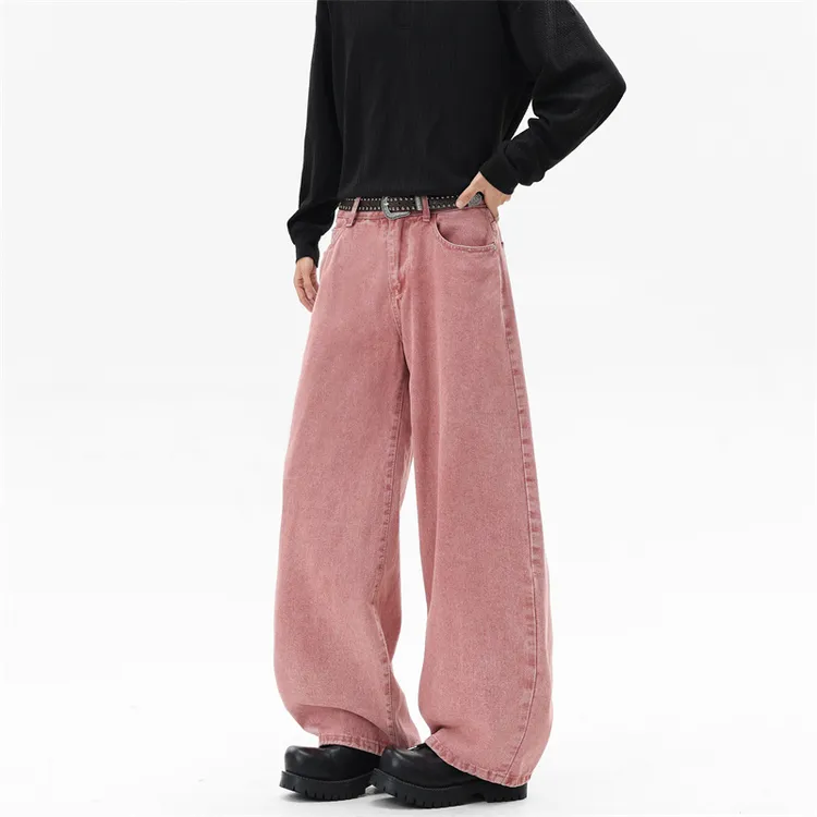 Cleanfit秋季美式复古美拉德牛仔裤男女纯色直筒宽松长裤子男生潮