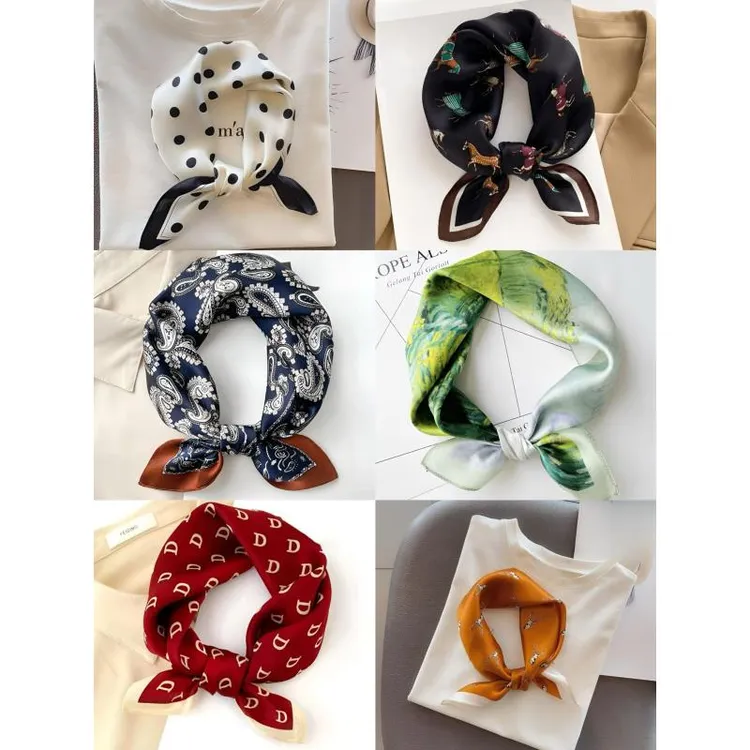Hongxi Scarves/鸿晰桑蚕丝丝巾53方巾女士真丝精致洋气合集