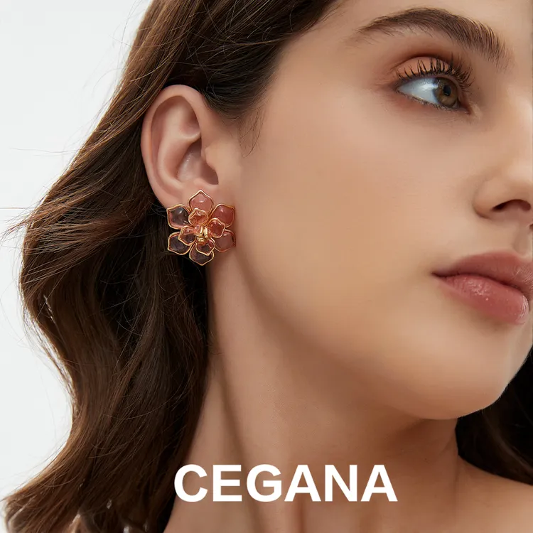 【洋洋专属】 CEGANA【花漾倾城】宝相花系列粉色花朵耳饰气质