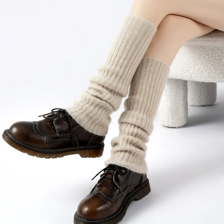 百搭羊绒堆堆袜套袜筒女中筒袜小腿袜秋冬保暖针织时髦雪地靴腿套
