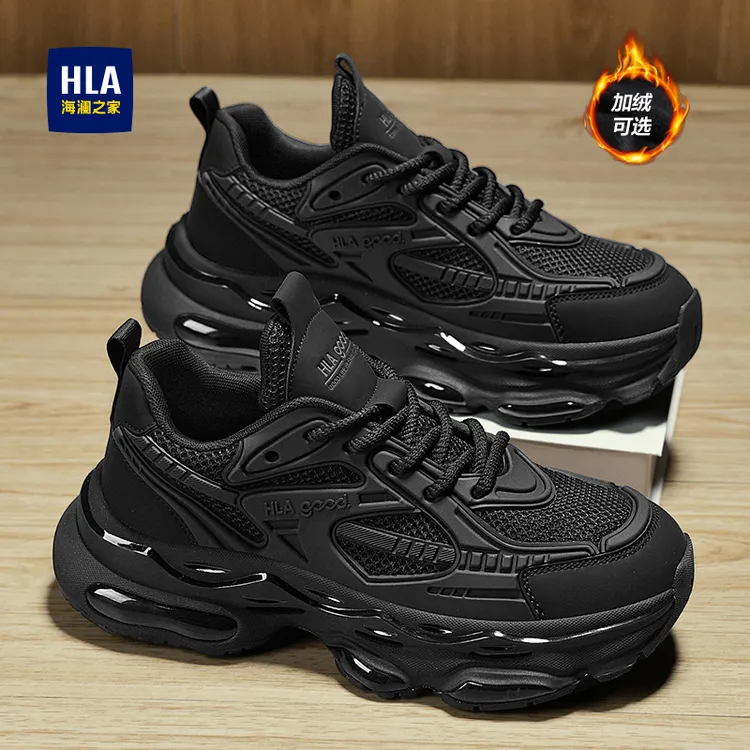HLA/海澜之家男鞋2025新款秋季休闲爆米花运动鞋厚底增高老爹鞋男