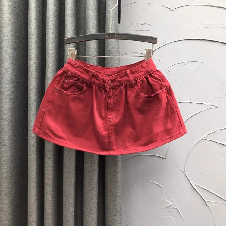 纯色高腰减龄牛仔短裙女2025春夏时尚新款百搭辣妹洋气A字半身裙