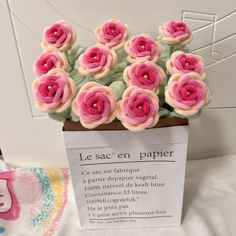 《送抱抱袋》多头朵扭扭棒手工多头玫瑰花束益智创意手工 DIY材料包