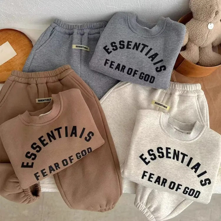 2025冬季加绒加厚套装儿童套装圆领卫衣束脚运动裤